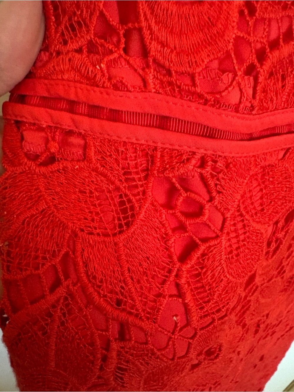 Ann Taylor Red Floral Lace Midi Dress - Picture 4 of 12